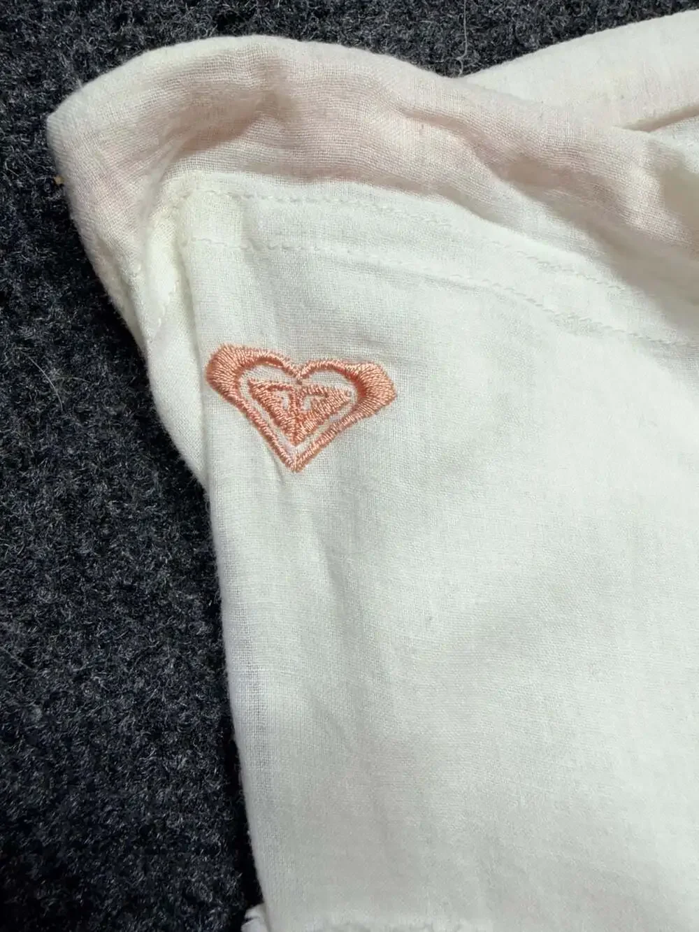 Roxy White Cotton Skirt with Pink Trim and Embroidered Heart